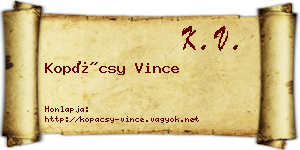 Kopácsy Vince névjegykártya